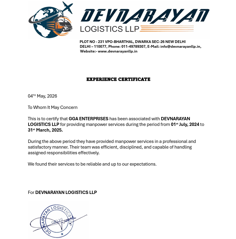 Experience Certificate